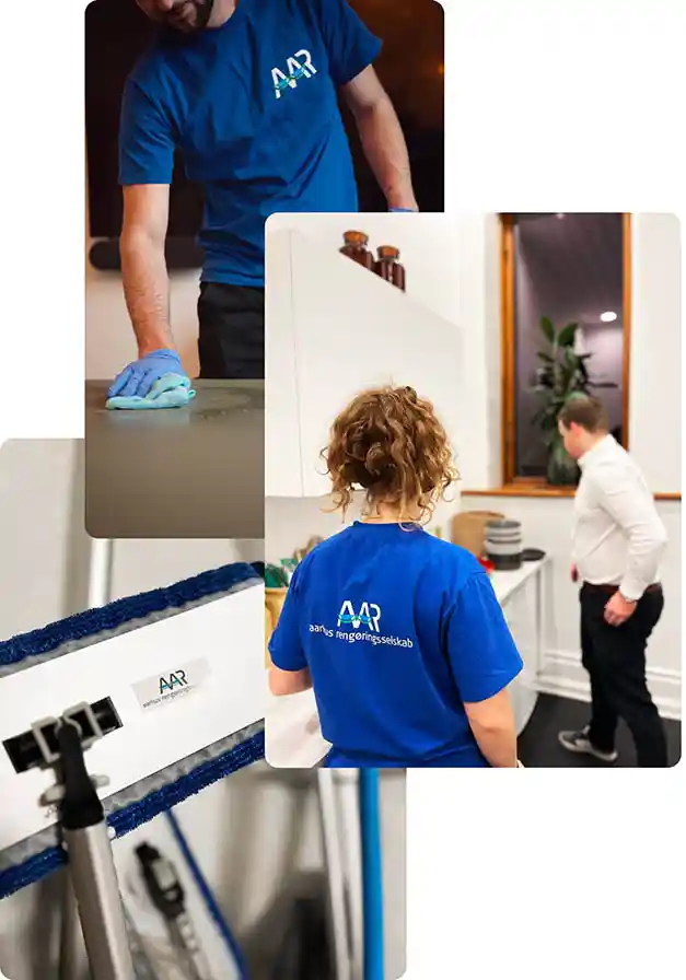Professionelle rengøringsassistenter på arbejde